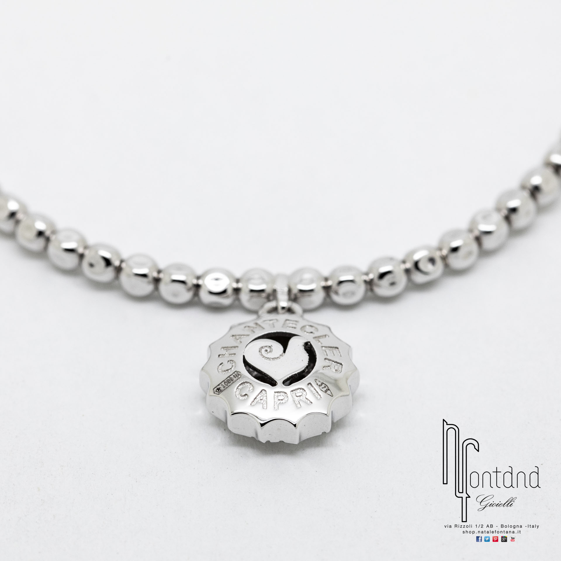 BRACCIALE SUAMEM LOGO IN ORO BIANCO CON GALLETTO SU BASE ELASTICA