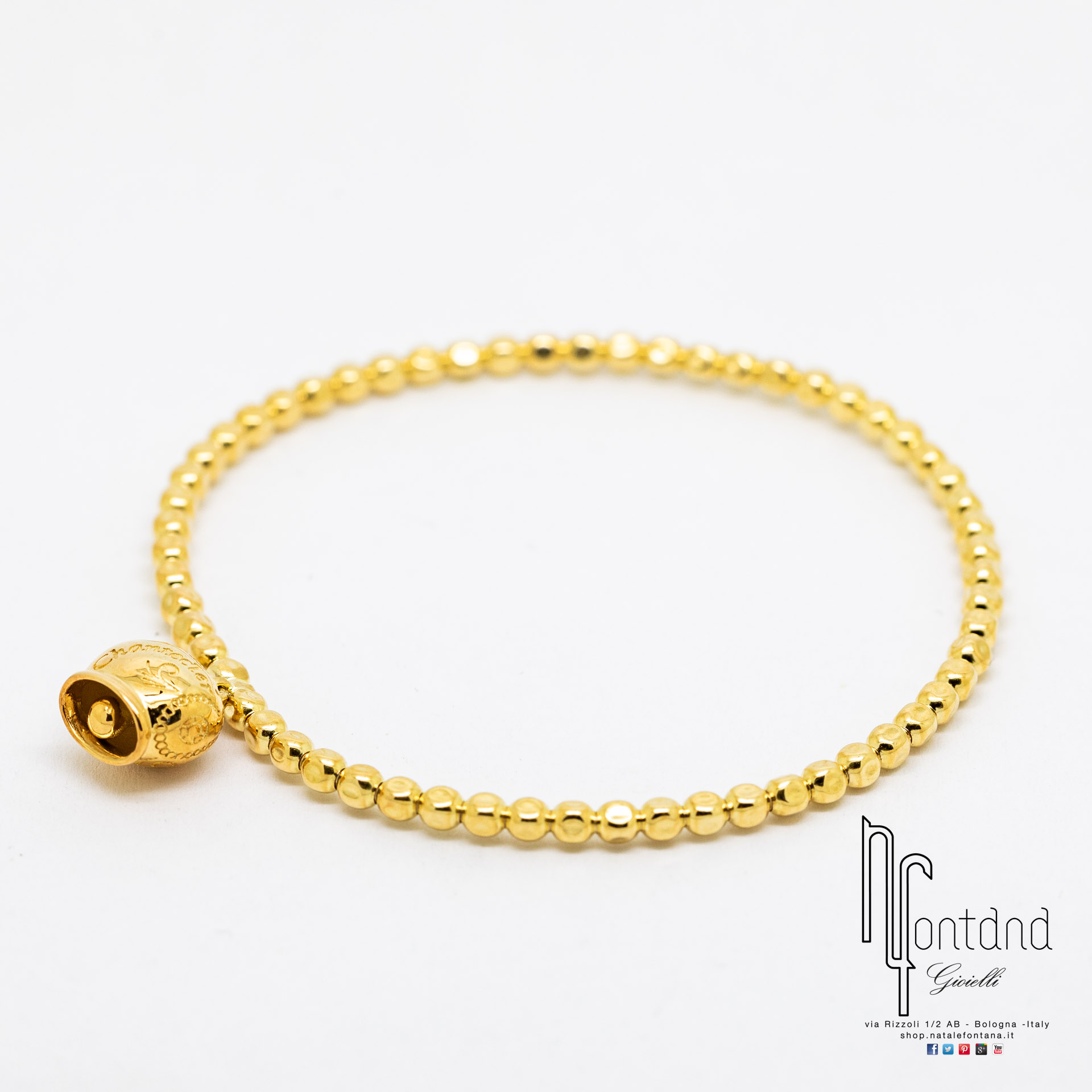 BRACCIALE SUAMEM CAMPANELLA IN ORO GIALLO SU BASE ELASTICA