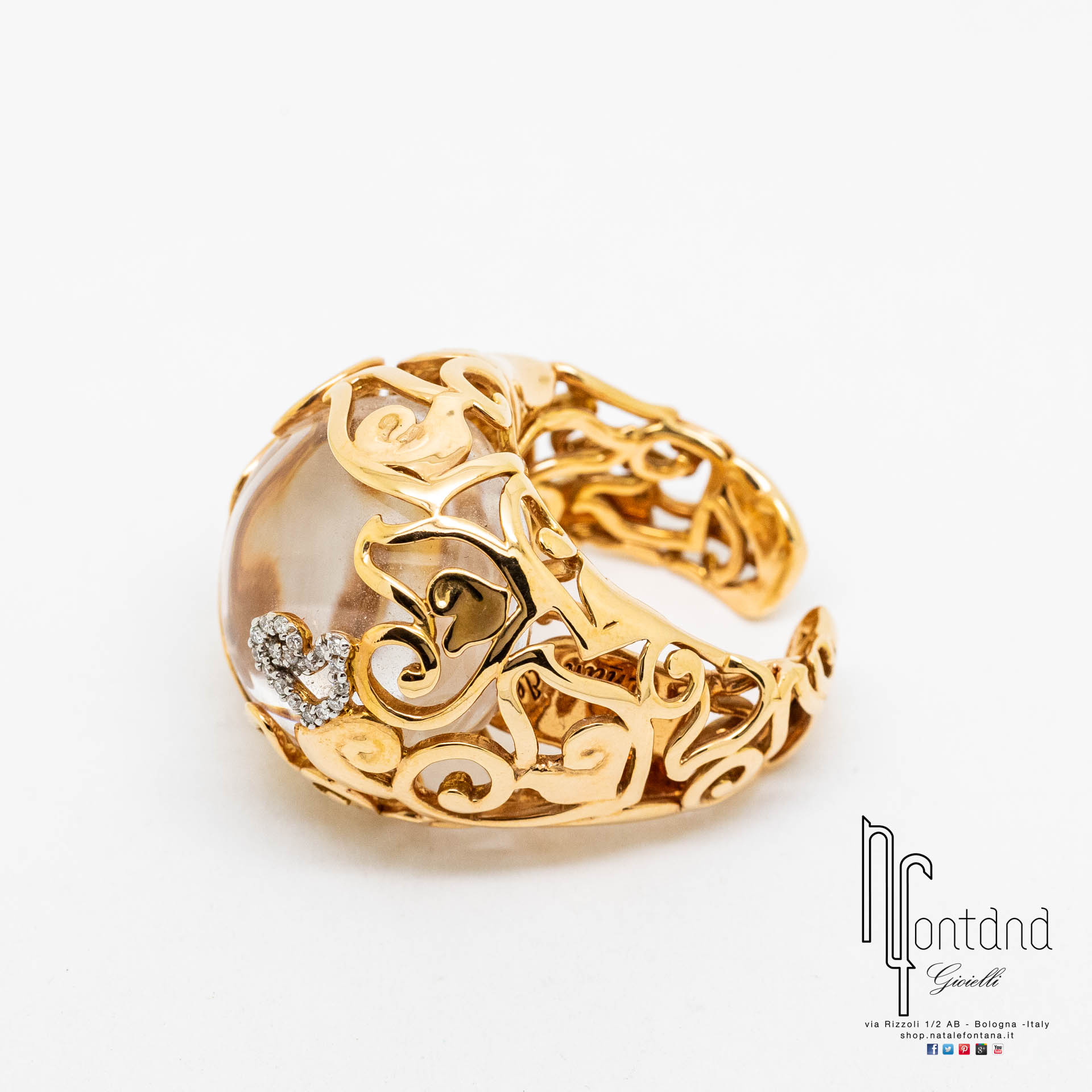 ANELLO DIAMOUR FOLIES IN ORO ROSA, DIAMANTI E CRISTALLO DI ROCCA