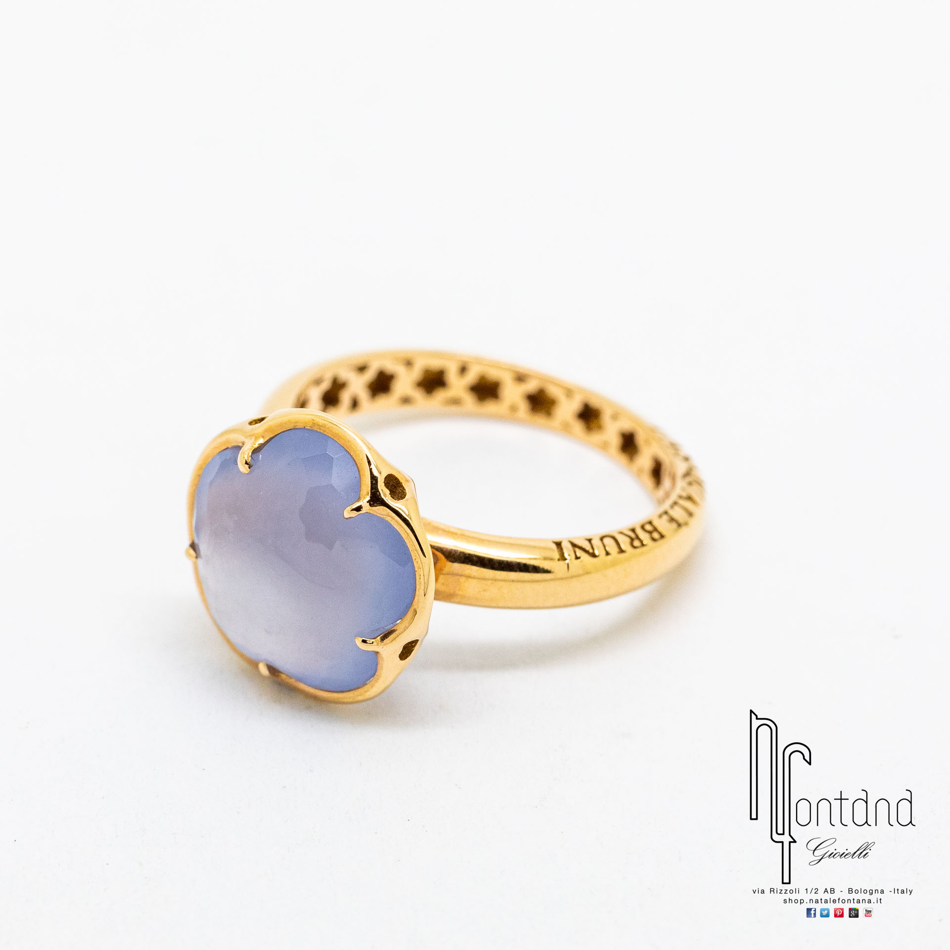 Anello BON TON oro rosa 18kt e calcedonio