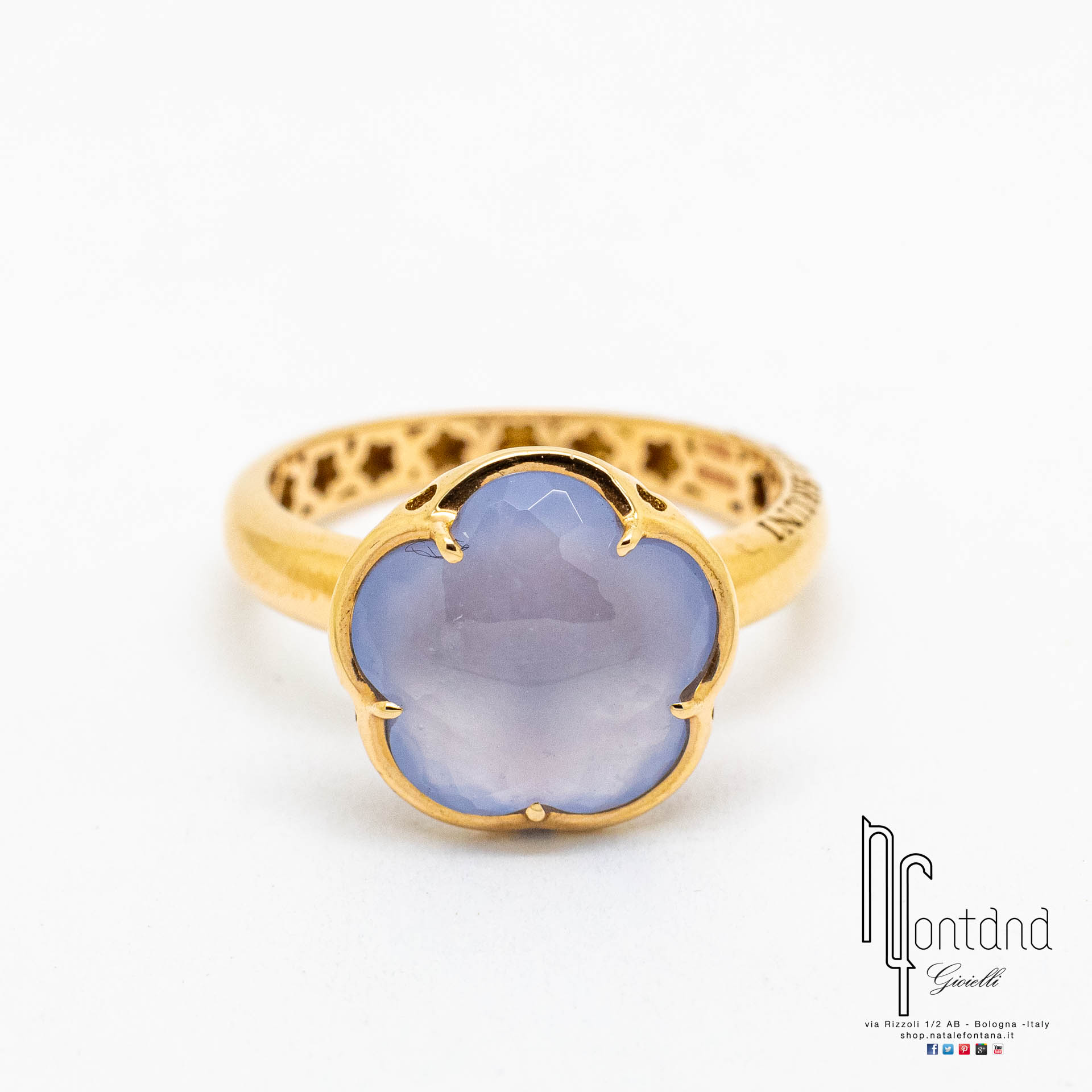 Anello BON TON oro rosa 18kt e calcedonio