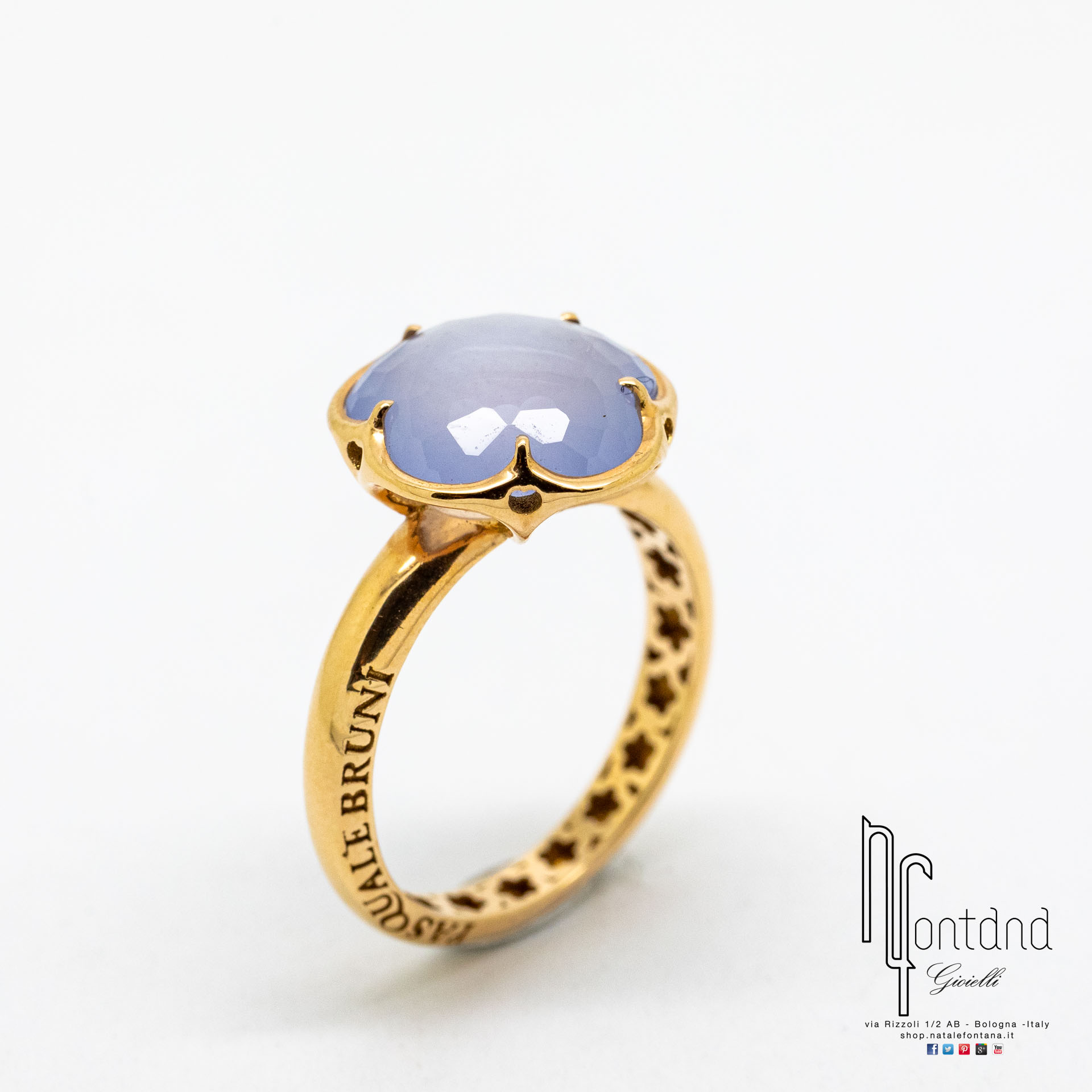 Anello BON TON oro rosa 18kt e calcedonio