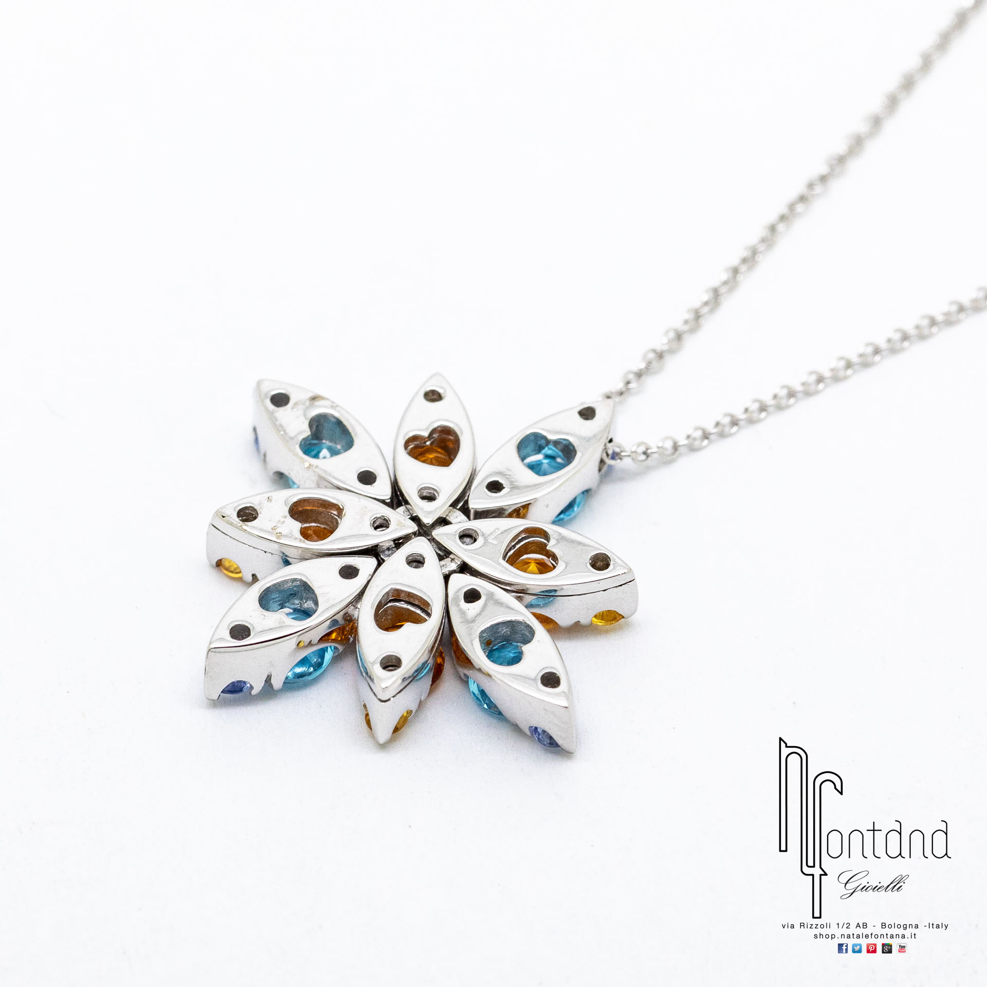 Girocollo GHIRLANDA in oro bianco 18Kt e pietre semipreziose