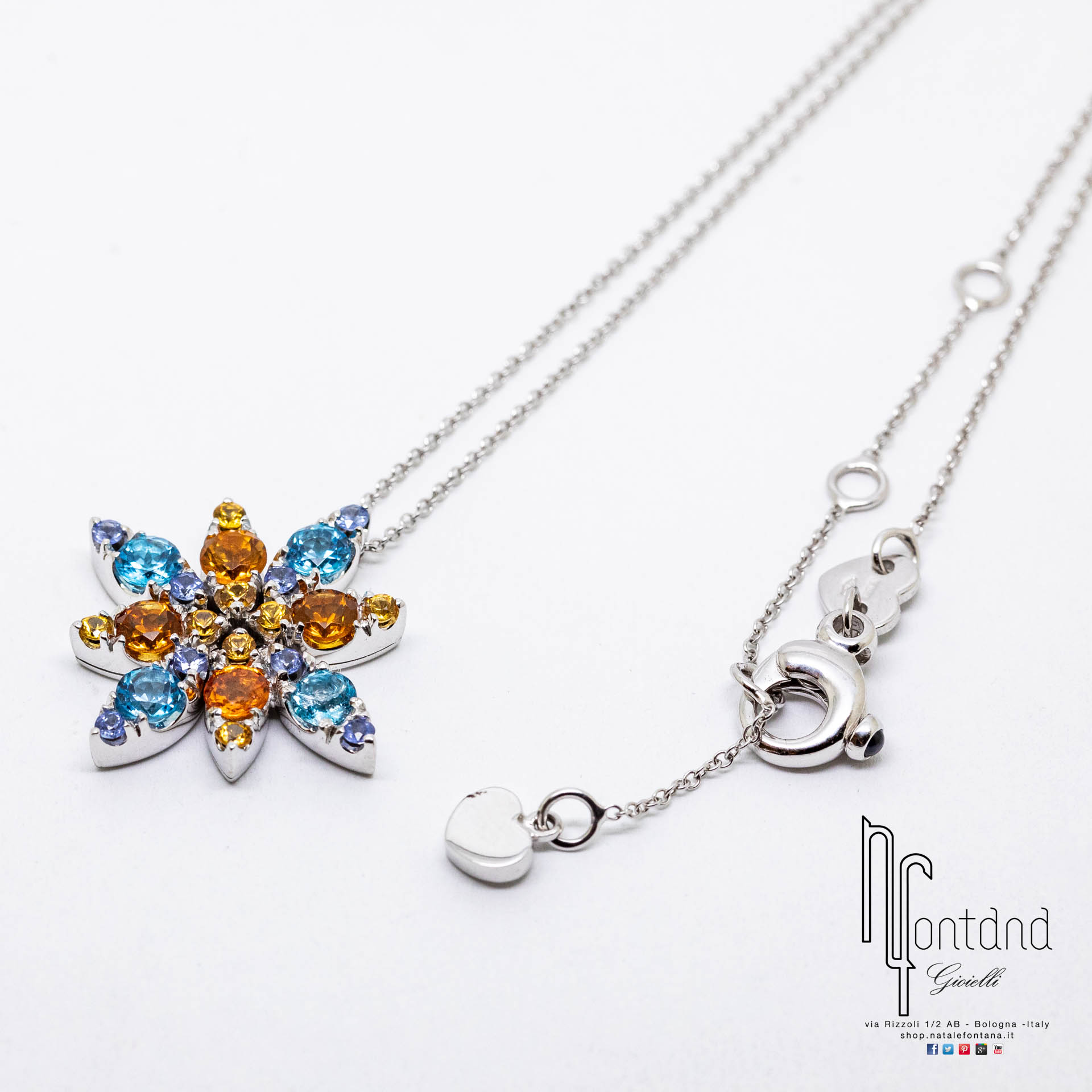 Girocollo GHIRLANDA in oro bianco 18Kt e pietre semipreziose