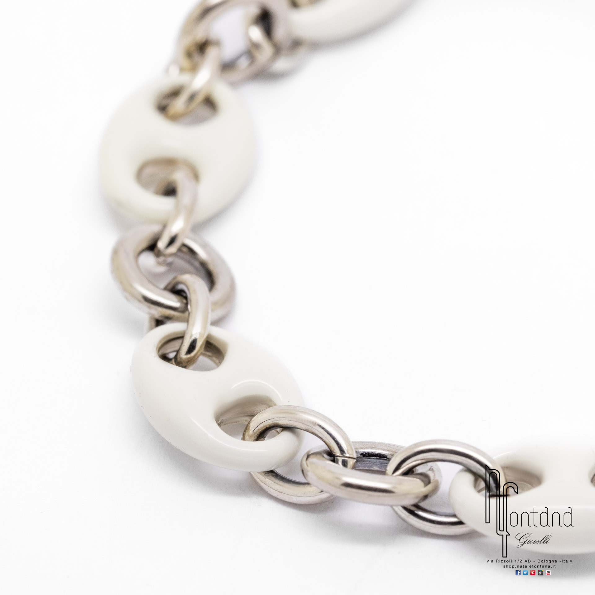 BRACCIALE CAPRINESS IN ARGENTO E SMALTO BIANCO