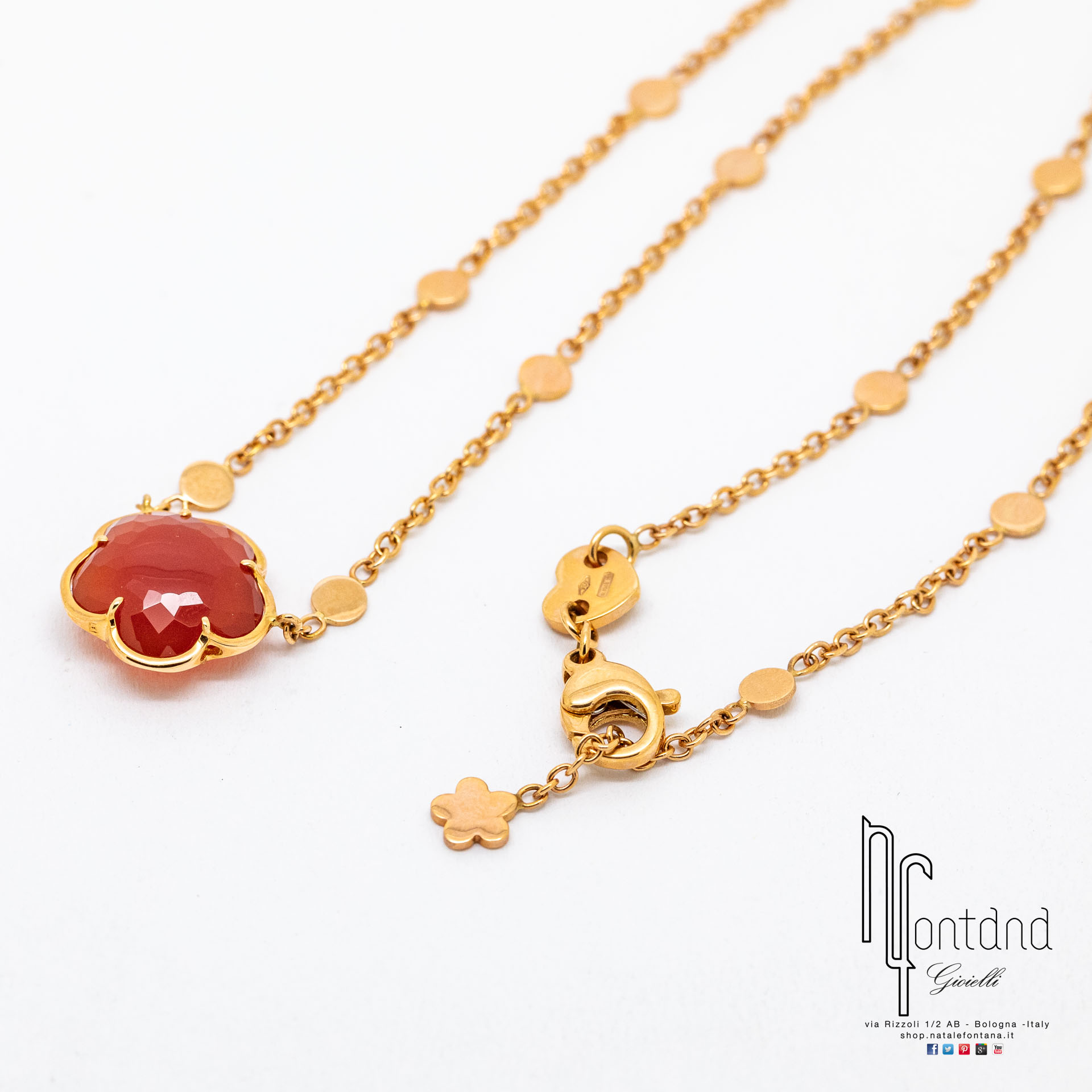 Girocollo BON TON in oro rosa 18kt e corniola