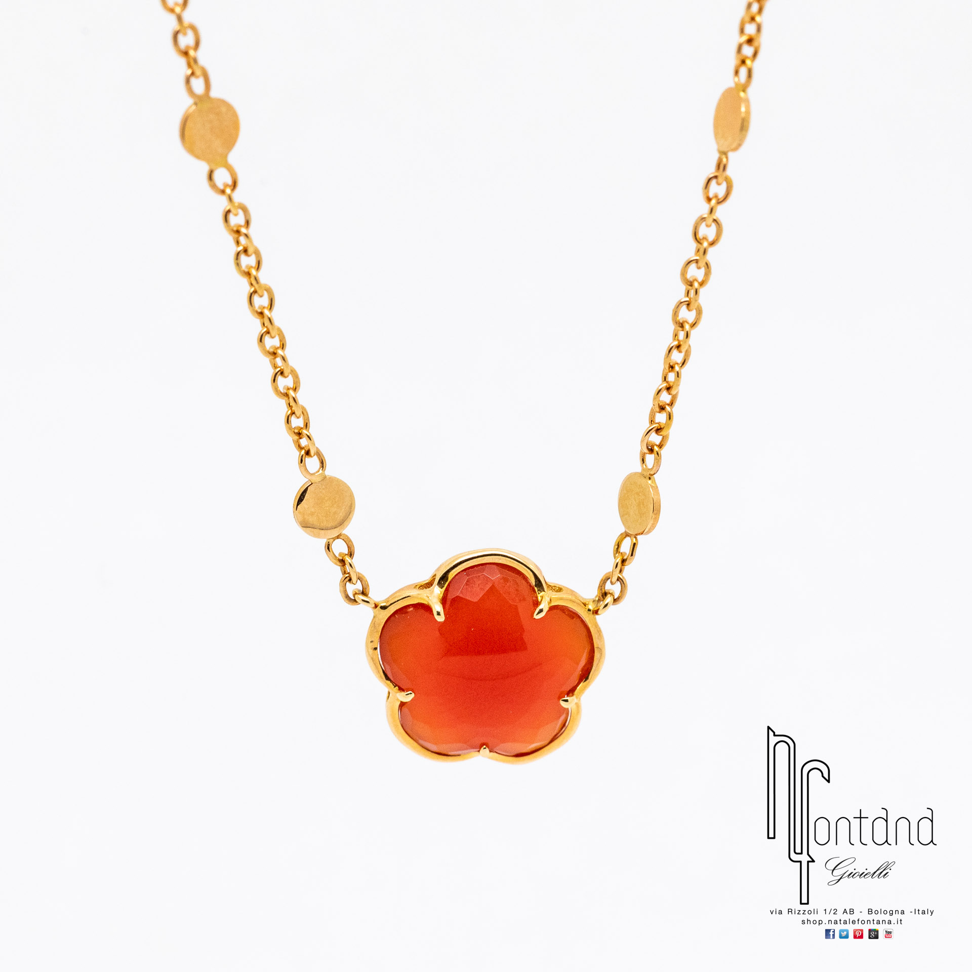 Girocollo BON TON in oro rosa 18kt e corniola