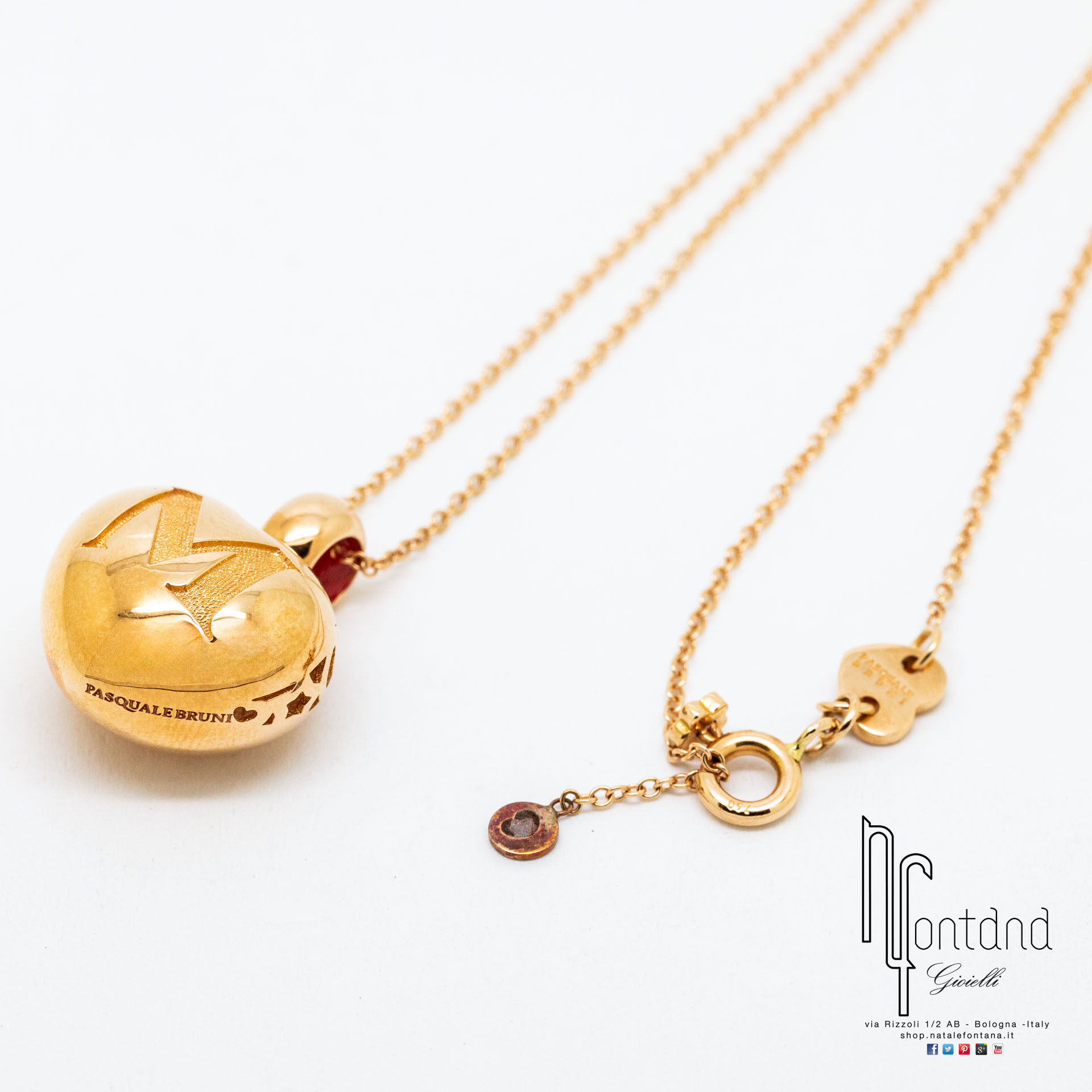 Ciondolo AMORE a cuore con lettera in oro rosa 18kt