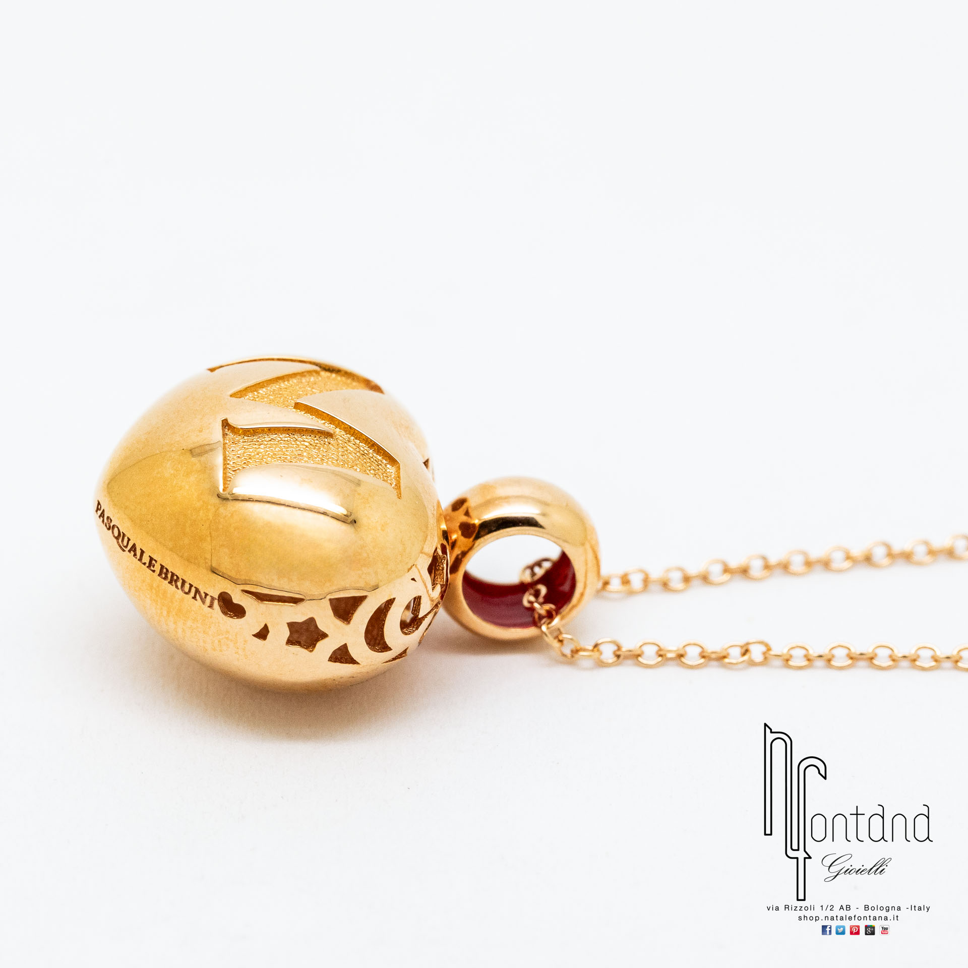 Ciondolo AMORE a cuore con lettera in oro rosa 18kt