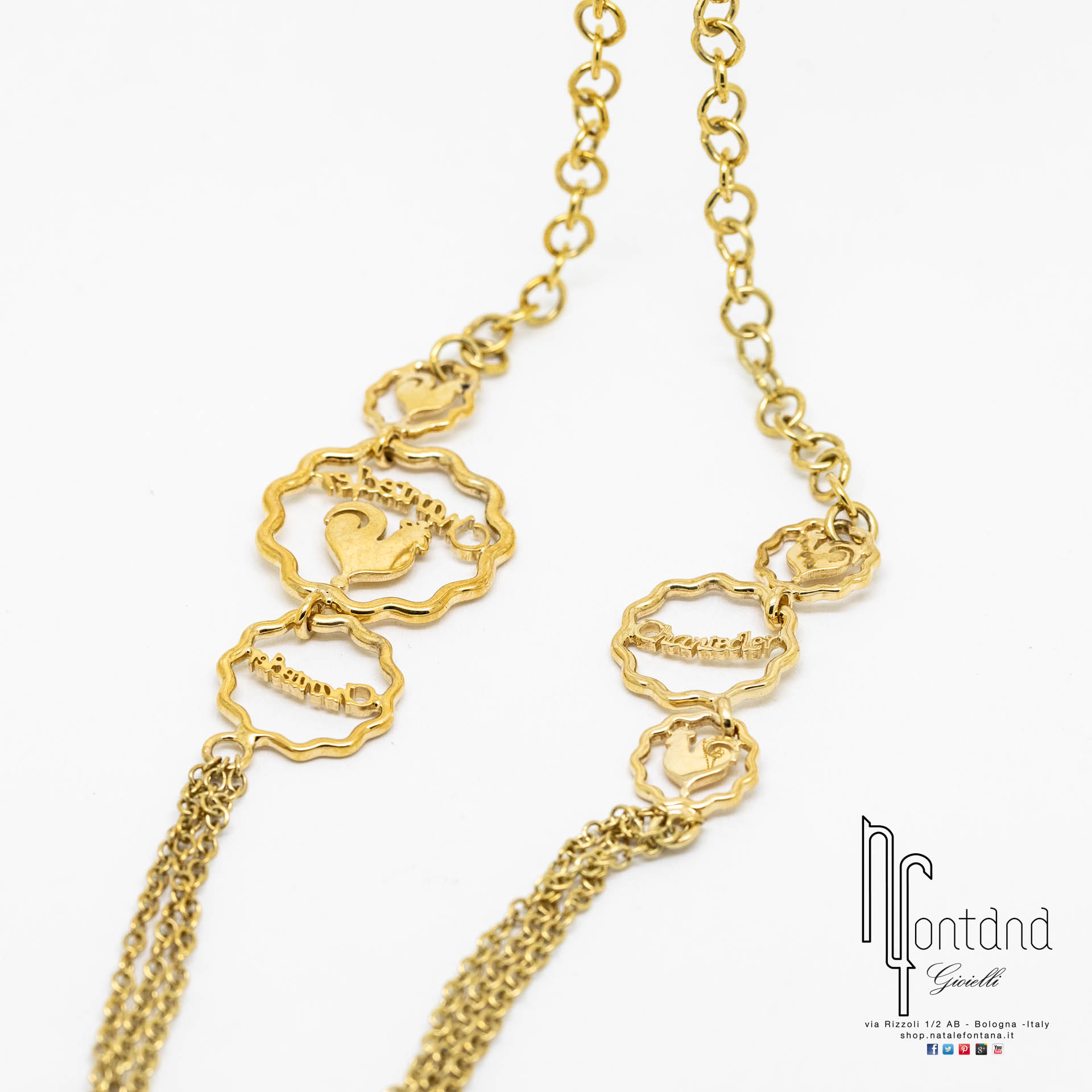 CATENA SUAMEM 9 ELEMENTI IN ORO GIALLO CM.85