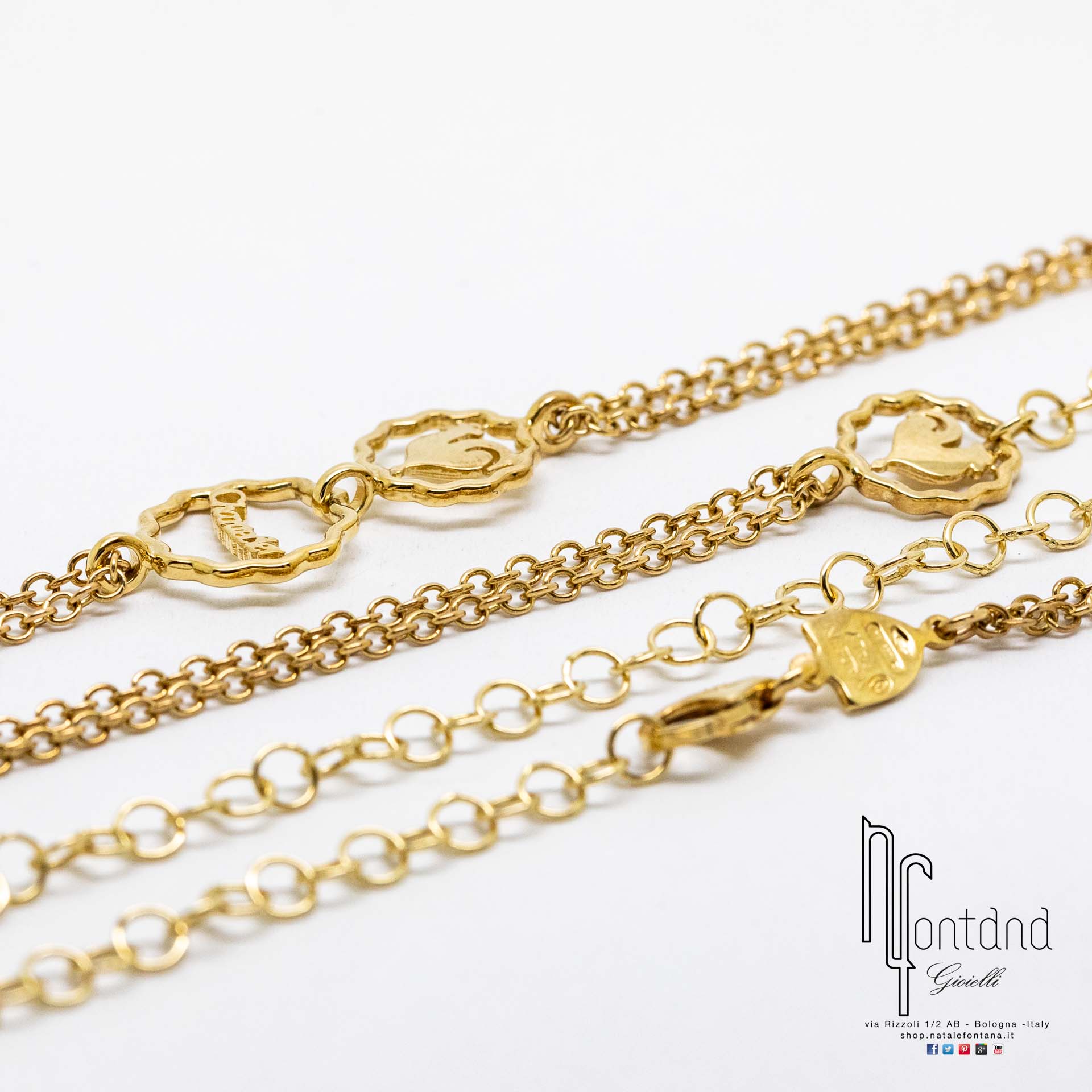 CATENA SUAMEM IN ORO GIALLO CM.85 CON 3 ELEMENTI