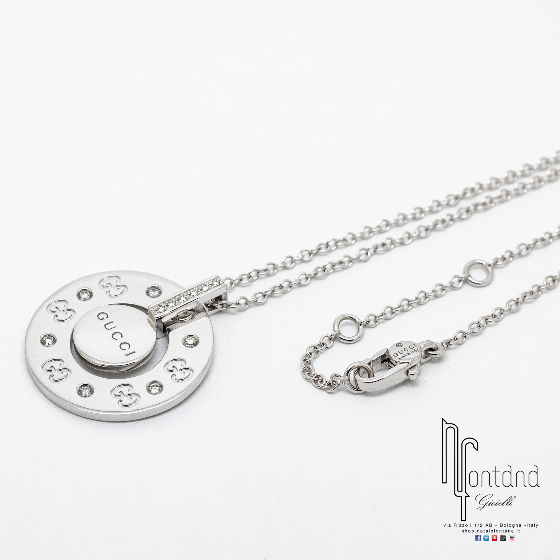 Catena GUCCI ICON in oro bianco 18kt e diamanti