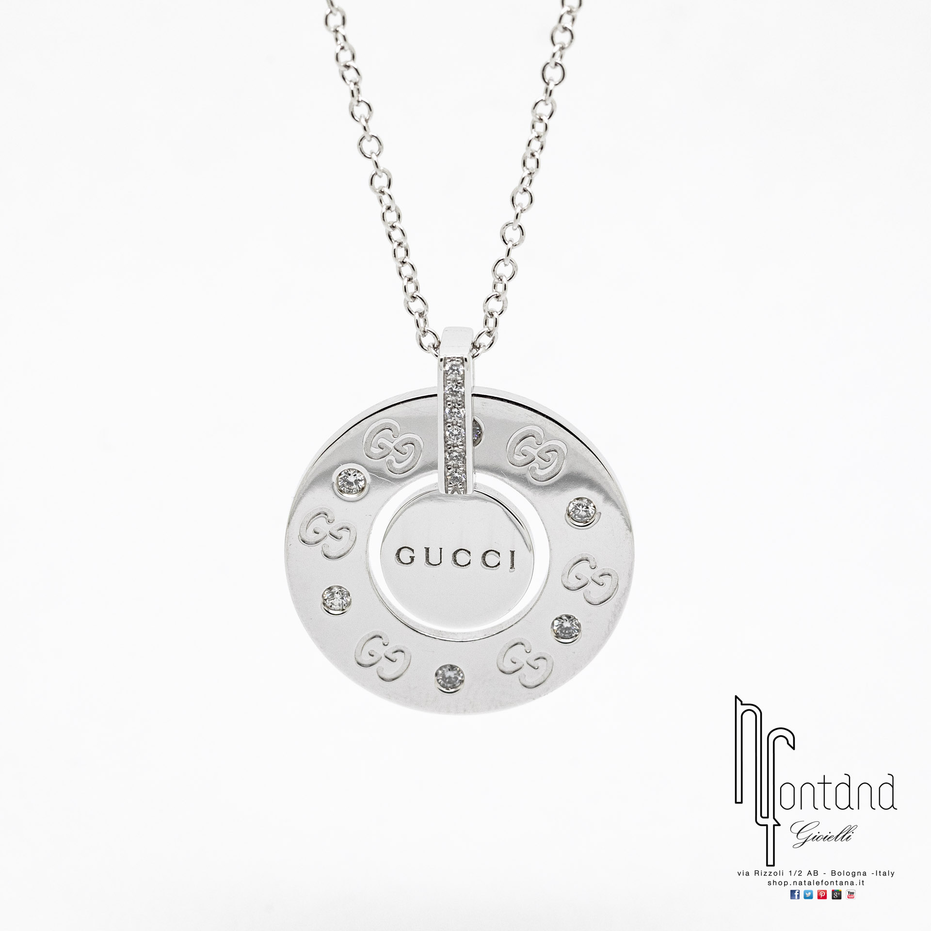 Catena GUCCI ICON in oro bianco 18kt e diamanti