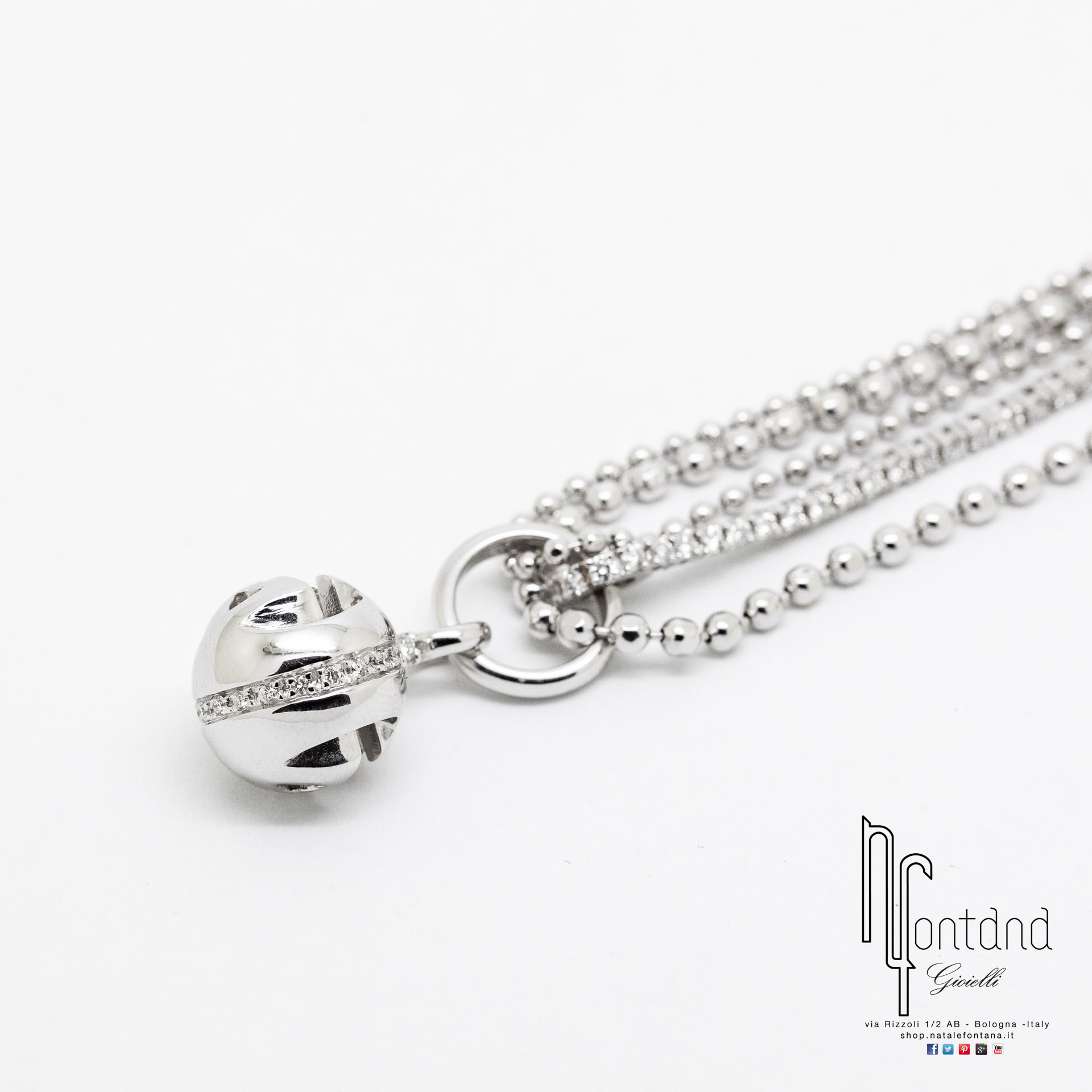 BRACIALLE ICON BOULE IN ORO BIANCO 18KT E BRILLANTI