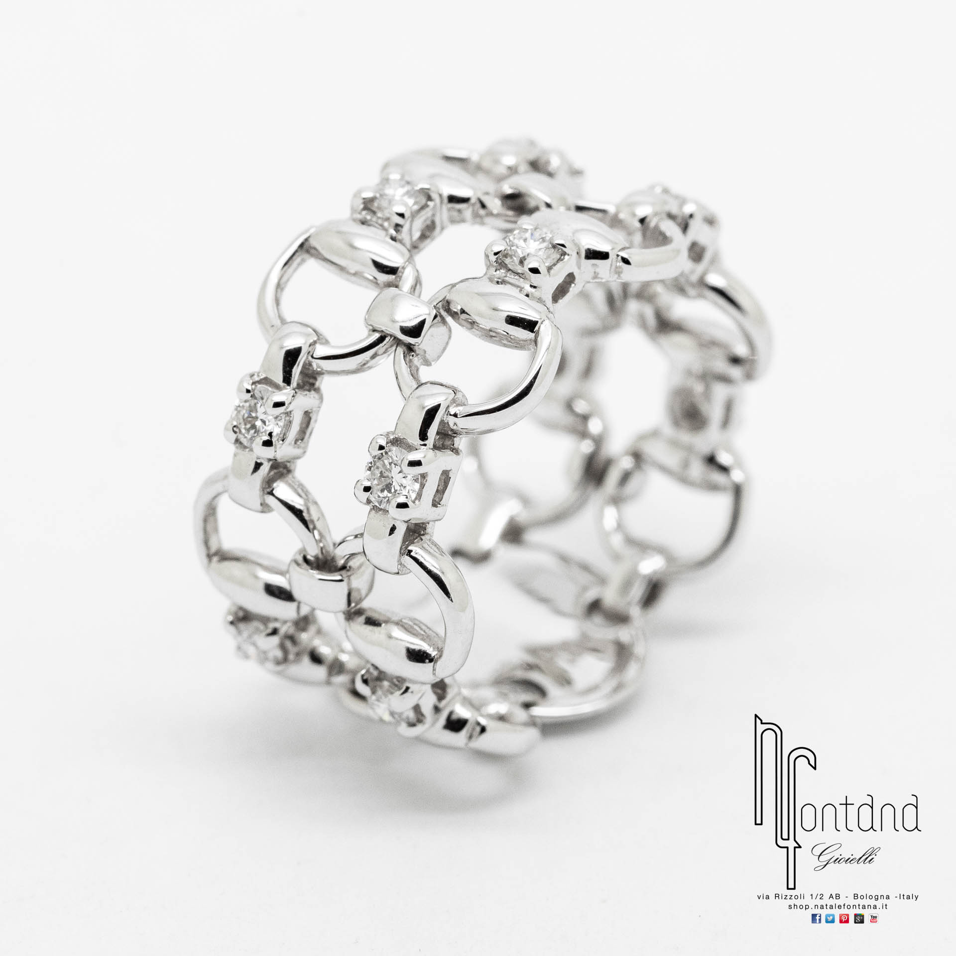 Anello HORSEBIT DROPS in oro bianco 18kt e diamanti