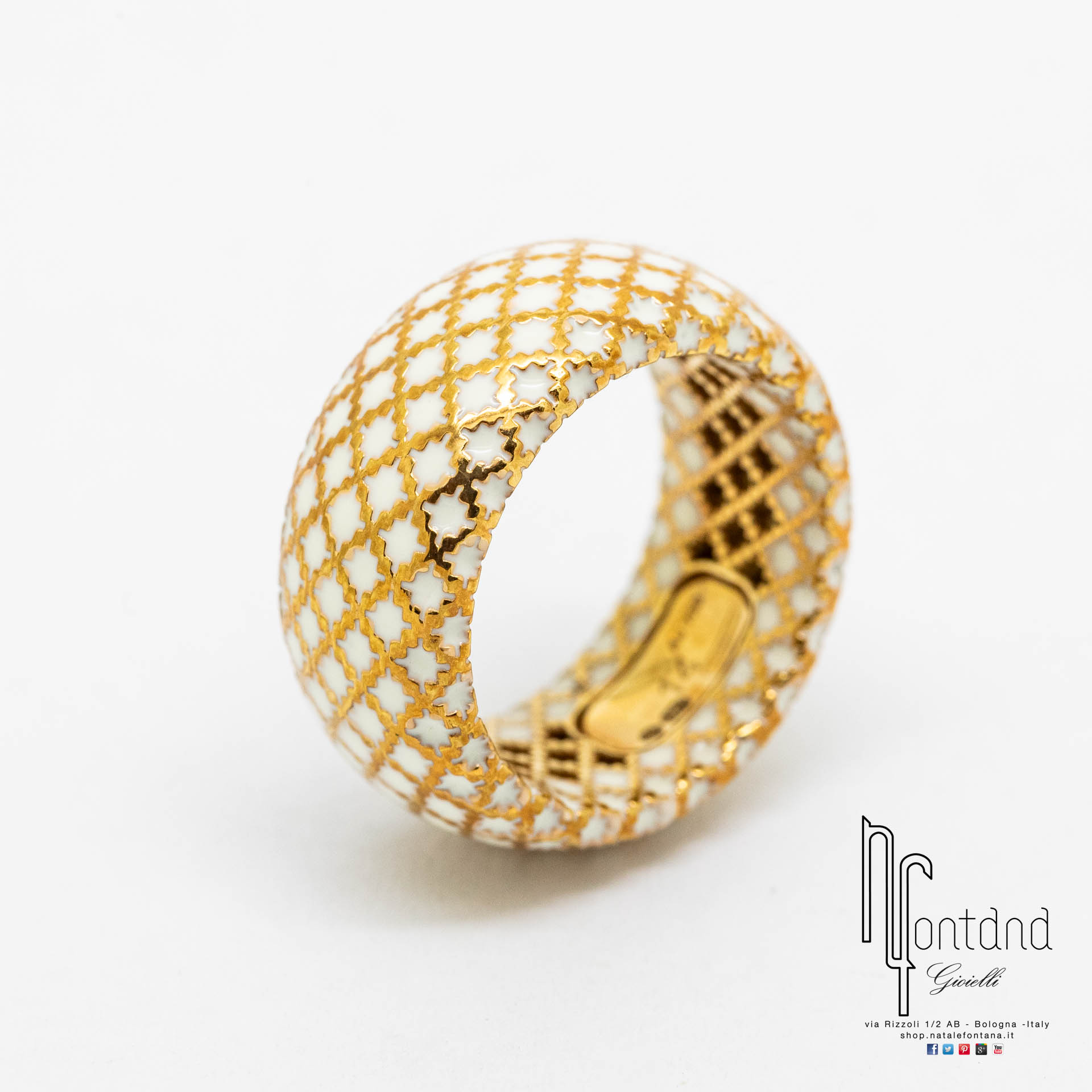 Anello DIAMANTISSIMA oro giallo 18kt e smalto bianco