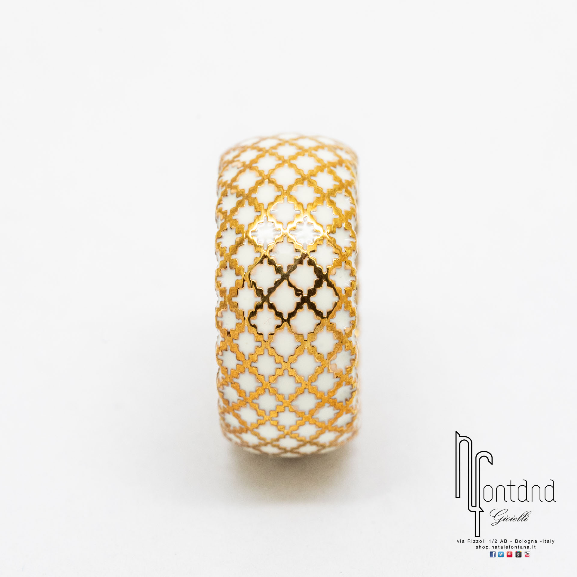 Anello DIAMANTISSIMA oro giallo 18kt e smalto bianco