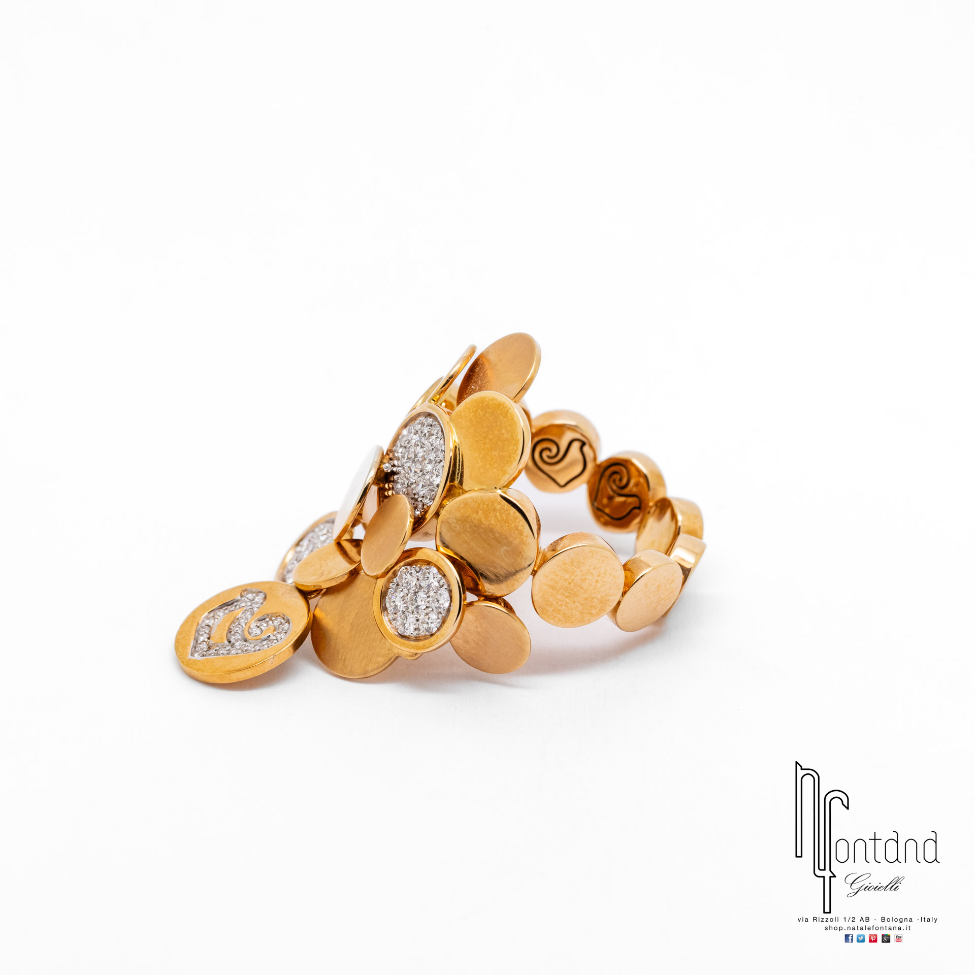 ANELLO PAILLETTES IN ORO ROSA 18KT E DIAMANTI