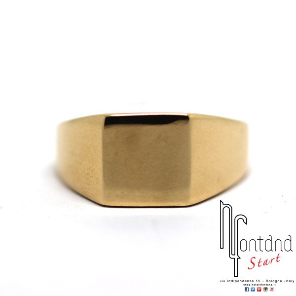 Anello Chevalier quadrato liscio in oro giallo - uomo