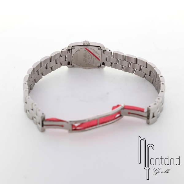 Orologio da donna Baume & Mercier Hampton Milleis Mini Diamant analogico al quarzo, cassa e cinturino in acciaio e diamanti, quadrante bianco