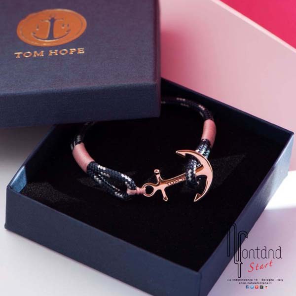 Bracciale Rose Gold - ancora placcata oro rosa, un giro, cordino rosa - S