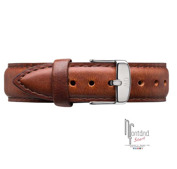 Cinturino Daniel Wellington 17mm argentato St Mawes marrone chiaro