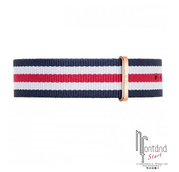 Cinturino Daniel Wellington 18mm rosato Canterbury blu/bianco/rosso