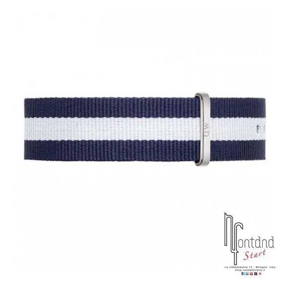 Cinturino Daniel Wellington 20mm argentato Glasgow blu/bianco