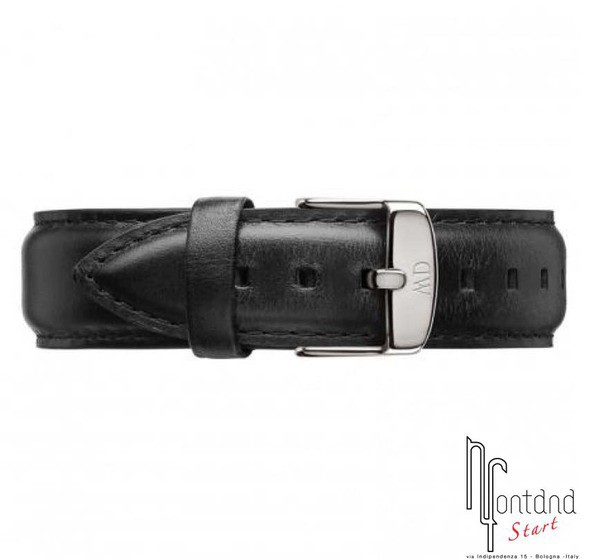 Cinturino Daniel Wellington 20mm argentato Scheffield nero