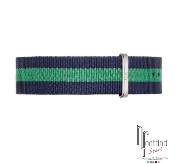 Cinturino Daniel Wellington 20mm argentato Warwick blu/verde