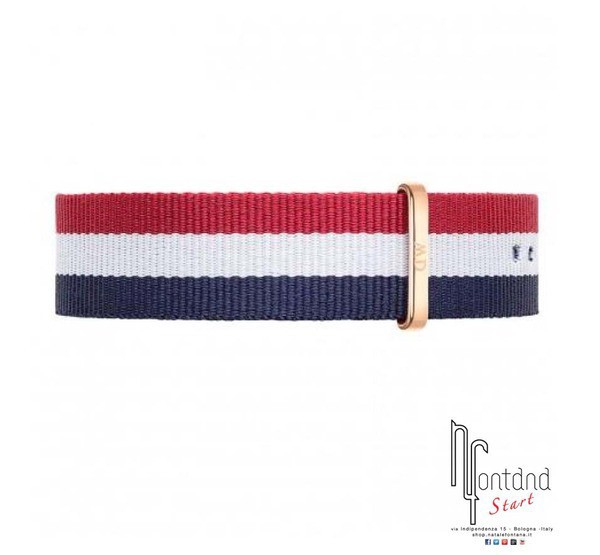 Cinturino Daniel Wellington 20mm rosato Cambridge blu/rosso/bianco
