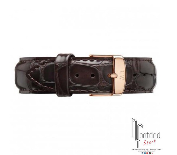 Cinturino Daniel Wellington 20mm rosato York marrone scuro stampa alligatore