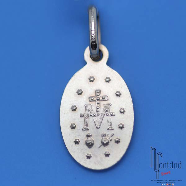 Ciondolo medaglia religiosa ovale in oro giallo con Madonna delle Grazie - piccolo