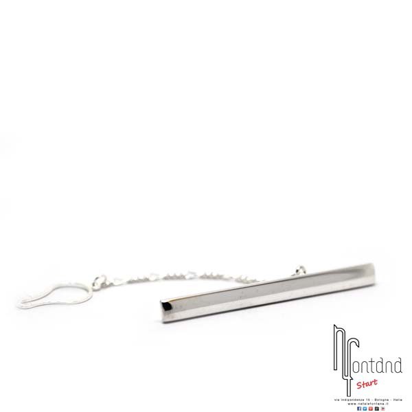 Fermacravatta in argento liscio