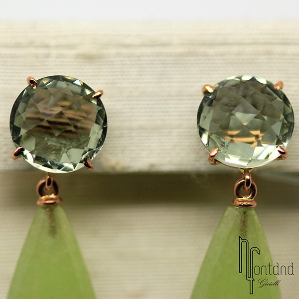 SILVEGO Orecchini Donna In Argento 925 Con Vera Giada Verde, Modello JST14710JA