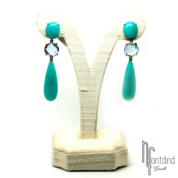 Orecchini Maria Claudia in Giada e Prasiolite Azzurra