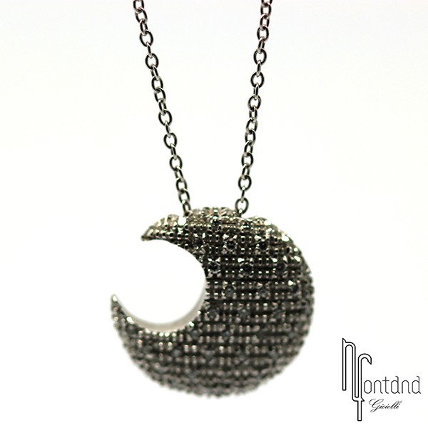 Girocollo con mezzaluna di Pasquale Bruni in oro bianco 18 kt e diamanti