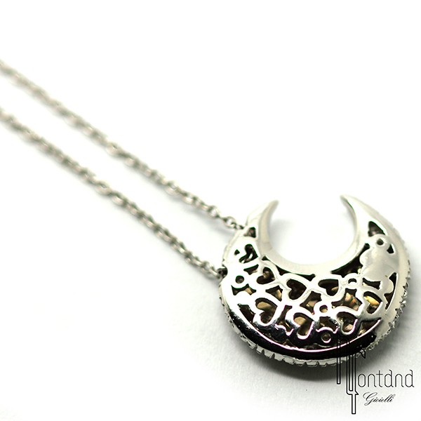 Girocollo con mezzaluna di Pasquale Bruni in oro bianco 18 kt e diamanti