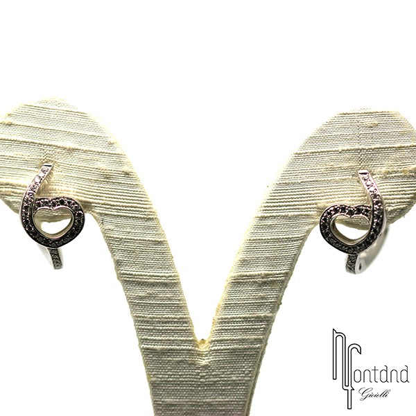 Orecchini a cuore di Pasquale Bruni in oro bianco 18 kt e diamanti