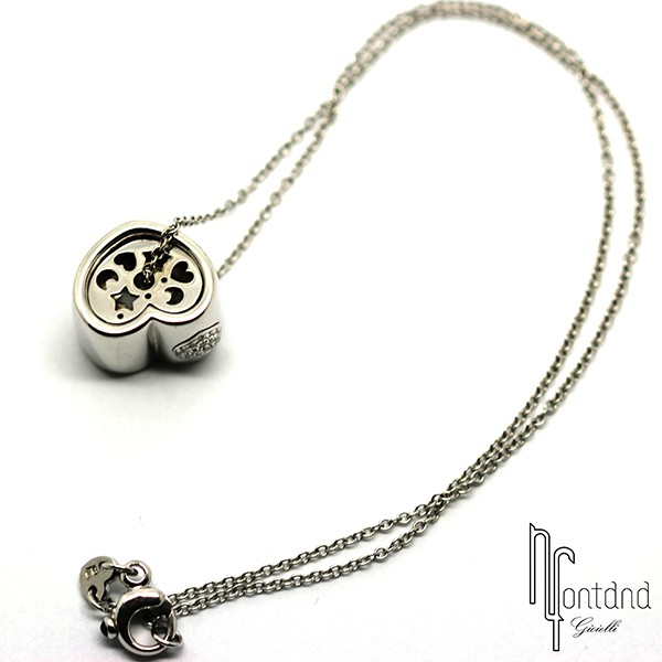 Girocollo Amore con cuore di Pasquale Bruni in oro bianco 18 kt e diamanti