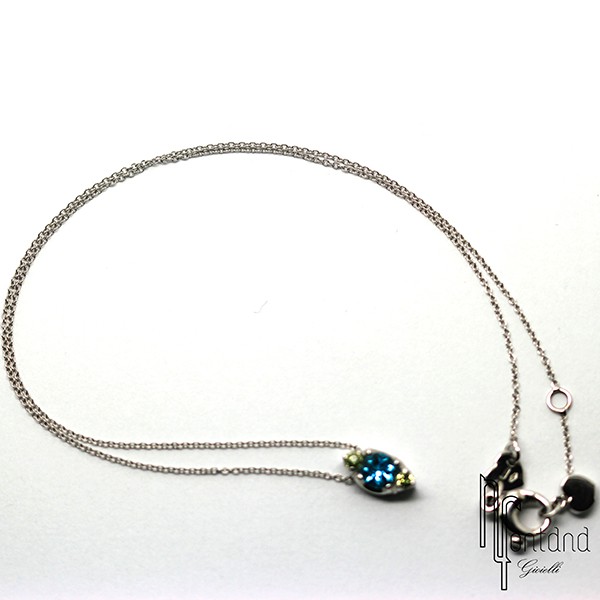 Girocollo con ciondolo di Pasquale Bruni in oro bianco 18 kt e topazio azzurro