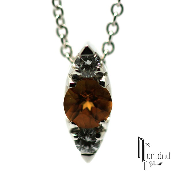 Girocollo con ciondolo di Pasquale Bruni in oro bianco 18 kt e topazio madera