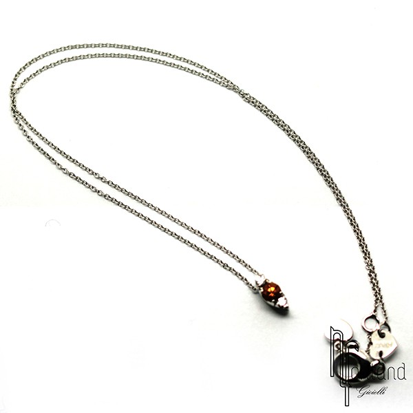 Girocollo con ciondolo di Pasquale Bruni in oro bianco 18 kt e topazio madera