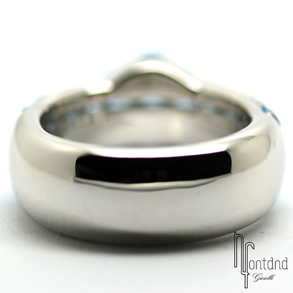 Anello di Pasquale Bruni in oro bianco 18 kt e topazi azzurri