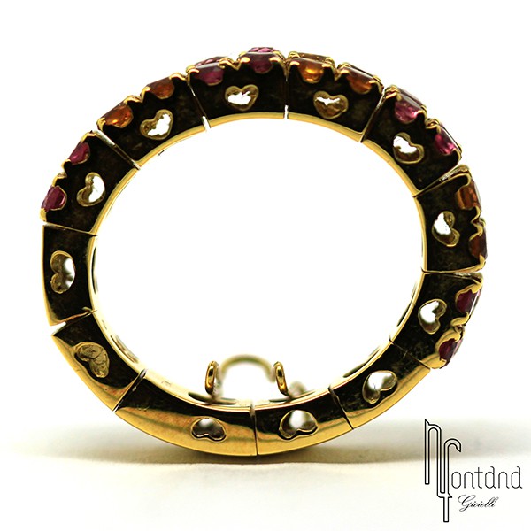 Anello di Pasquale Bruni in oro giallo 18 kt con zaffiri rosa e arancio