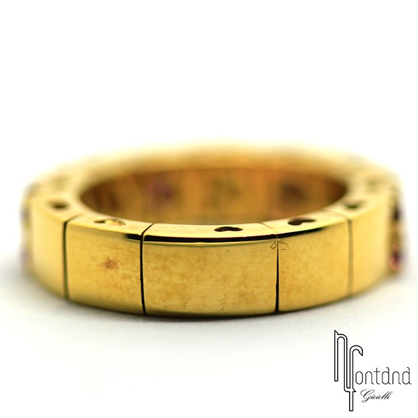 Anello di Pasquale Bruni in oro giallo 18 kt con zaffiri rosa e arancio