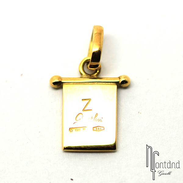 Bandierina Z di Giovepluvio in oro giallo 18 kt e smalto a fuoco