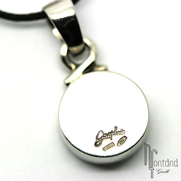 Ciondolo Rosa dei Venti di Giovepluvio in oro bianco 18 kt e smalto a fuoco