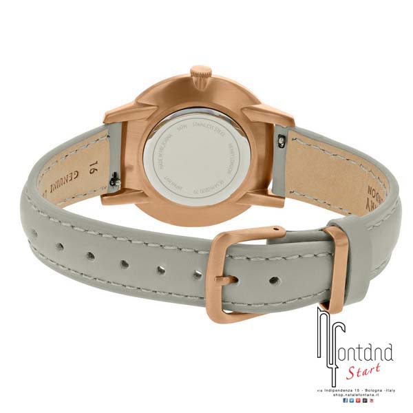 Henry London orologio Lady con cassa in acciaio laminato rose gold, cinturino in pelle grigio, quadrante bianco