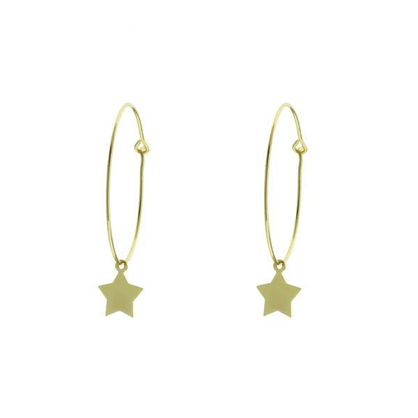ISHWARA - Orecchini anelle con ciondoli stelle - argento laminato in oro giallo